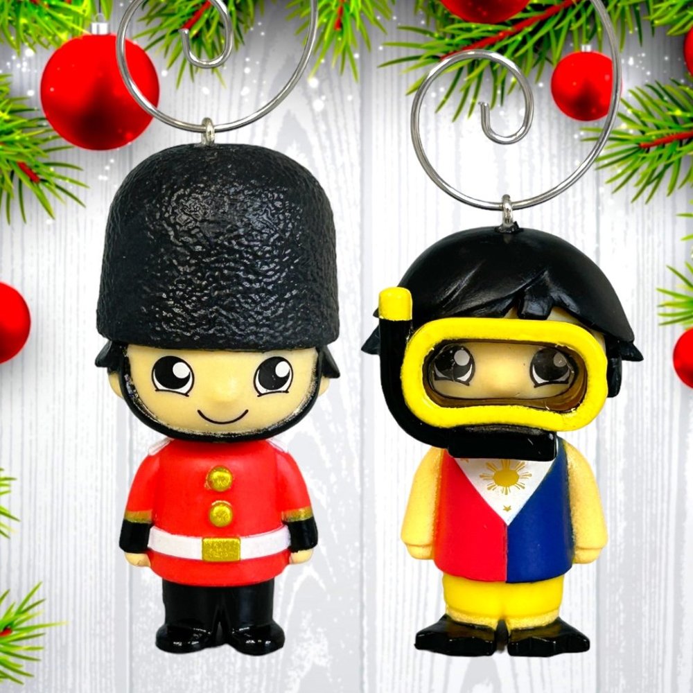 Lot of 2 Ryans World 2" ONE OF A KIND Christmas Tree Ornaments
